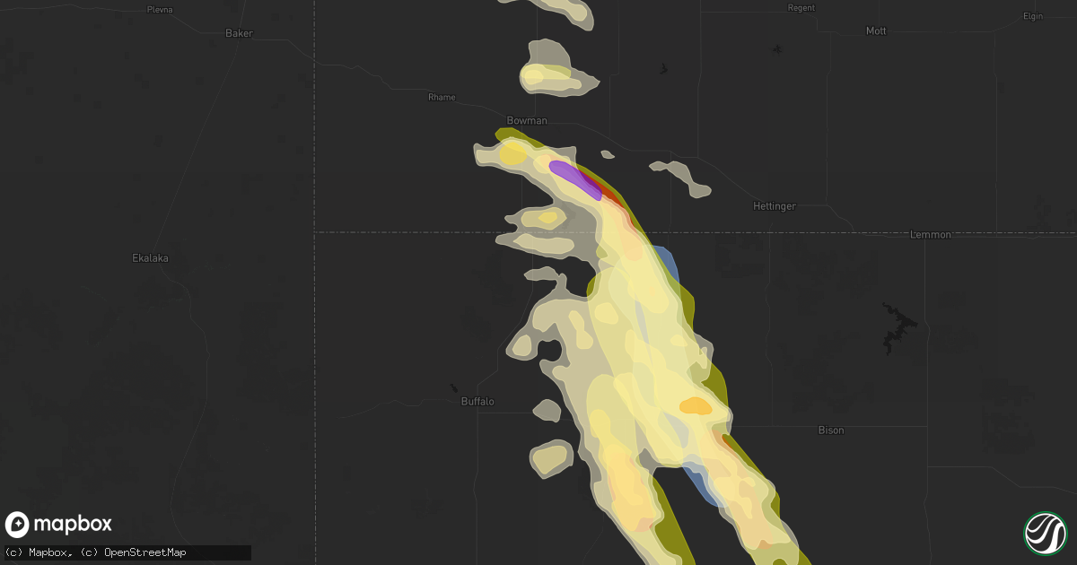 Hail map in Ludlow, SD on August 23, 2026