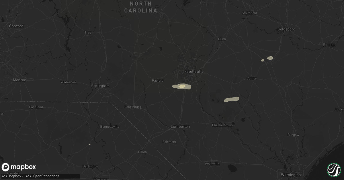 Hail map in Lumber Bridge, NC on August 23, 2026