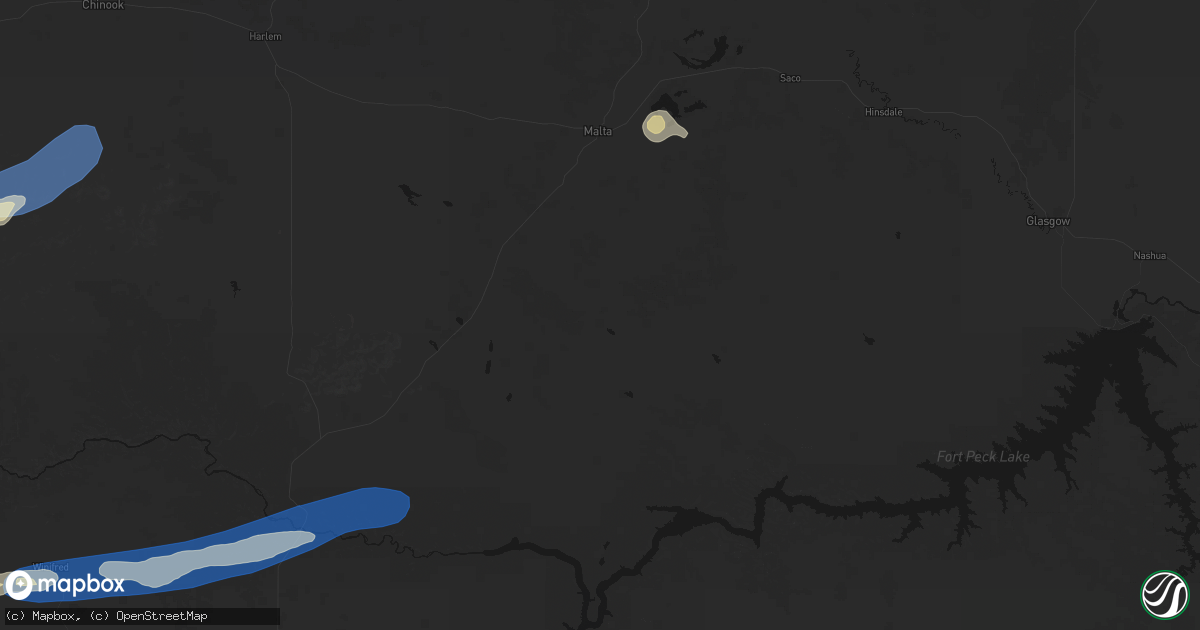 Hail map in Malta, MT on August 23, 2026