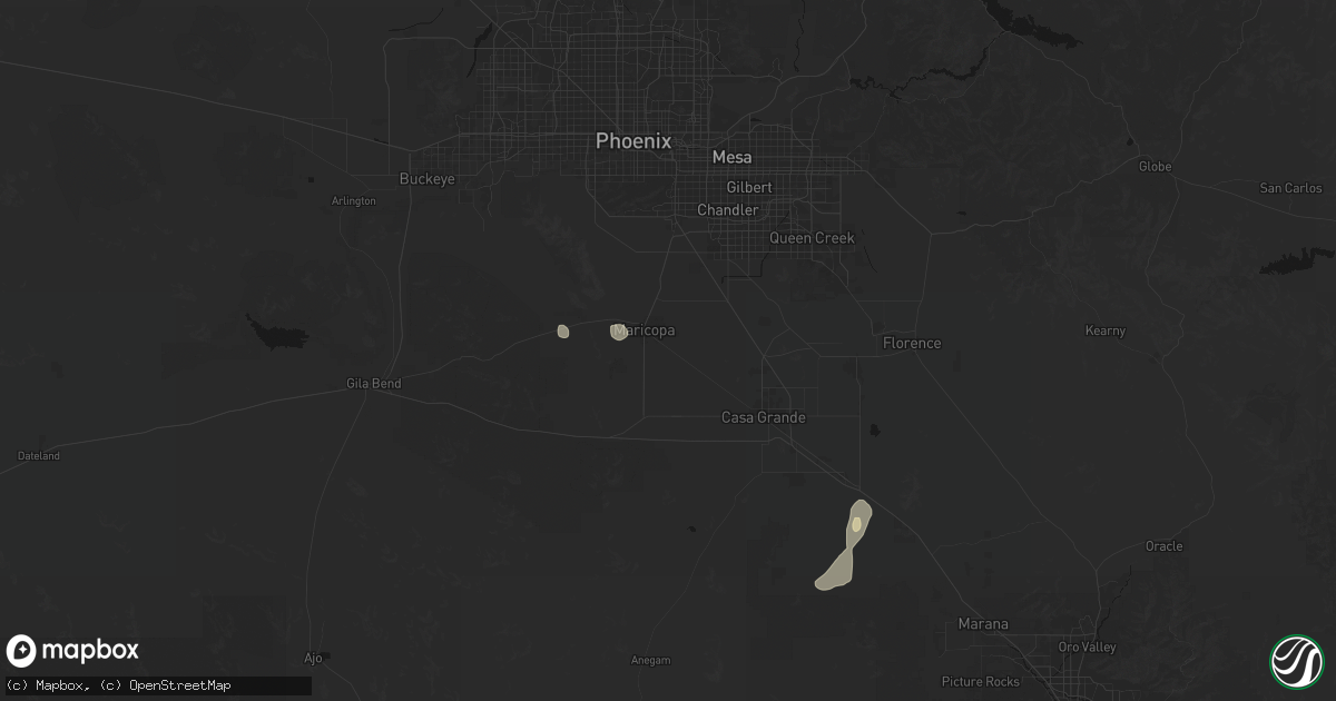 Hail map in Maricopa, AZ on August 23, 2026