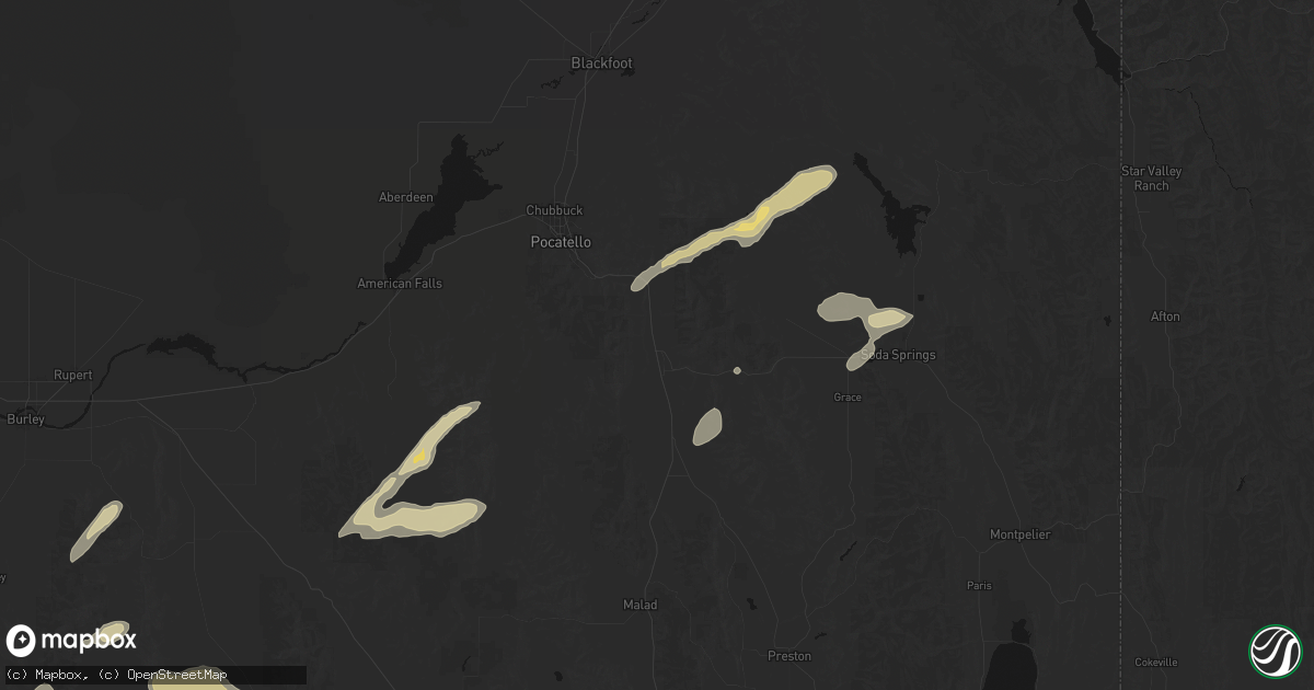Hail map in Mccammon, ID on August 23, 2026