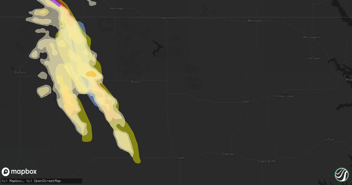 Hail map in Meadow, SD on August 23, 2026