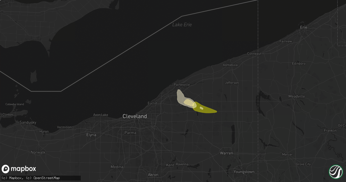 Hail map in Mentor, OH on August 23, 2026