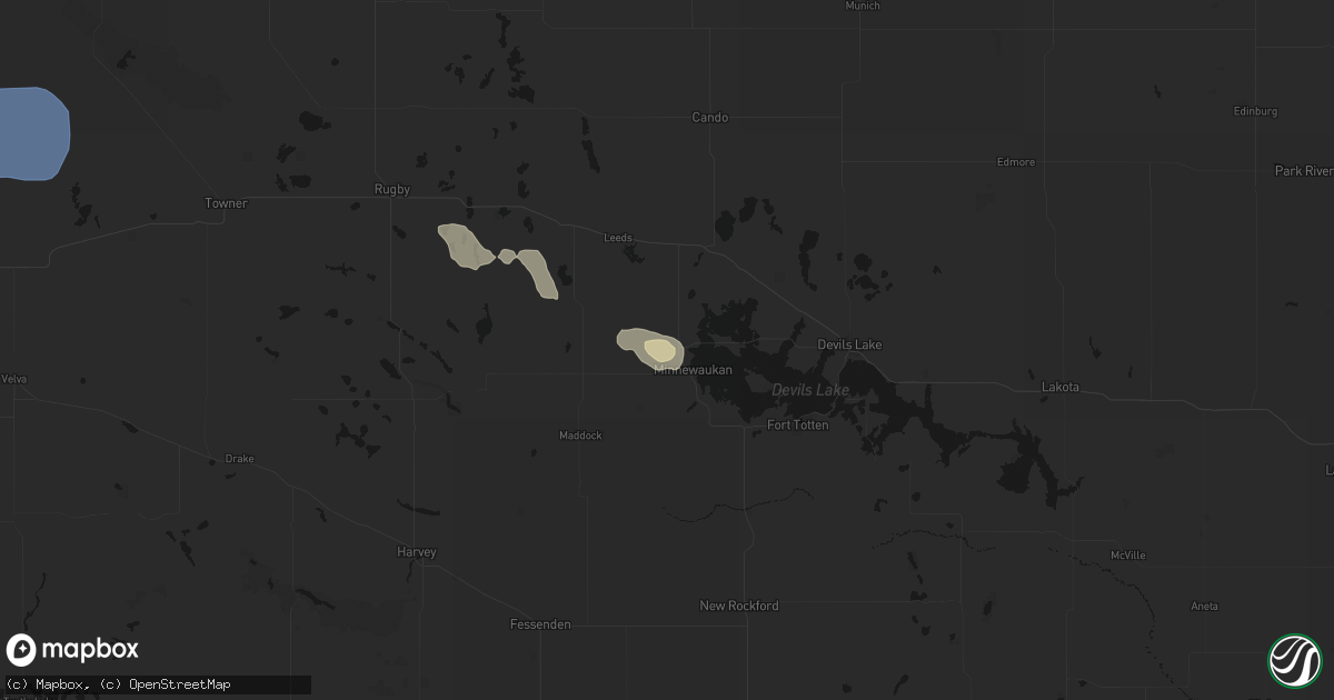 Hail map in Minnewaukan, ND on August 23, 2026