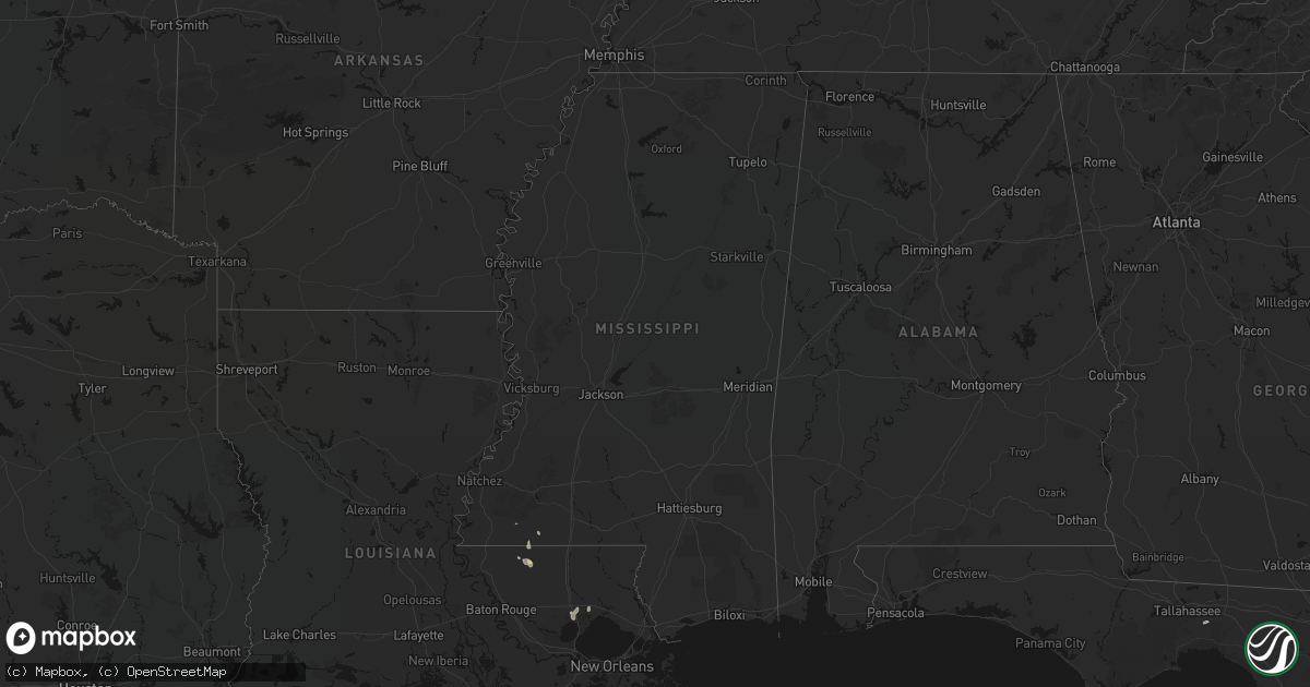Hail map in Mississippi on August 23, 2026