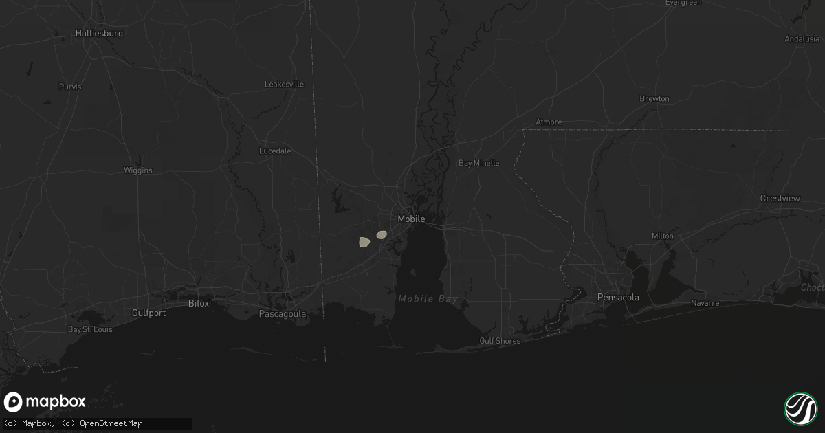 Hail map in Mobile, AL on August 23, 2026