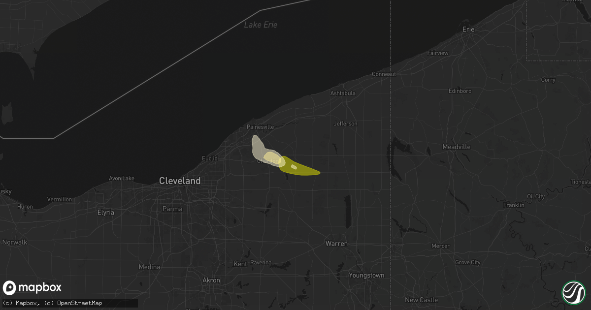 Hail map in Montville, OH on August 23, 2026