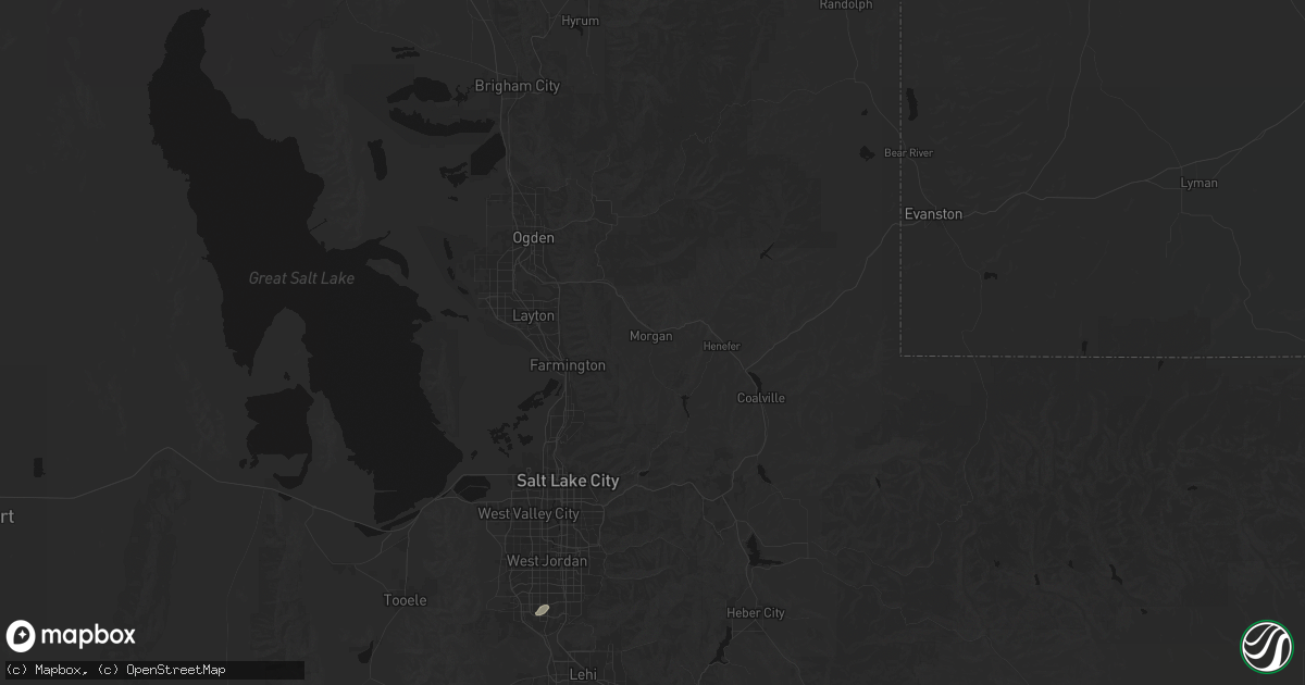 Hail map in Morgan, UT on August 23, 2026