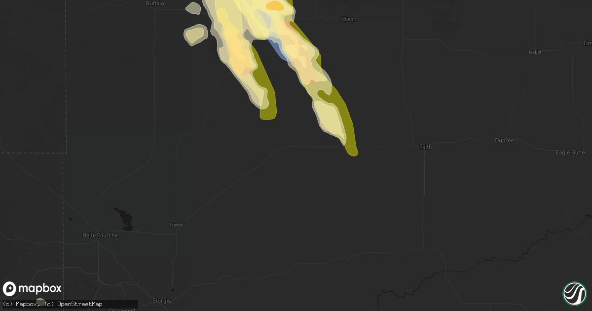 Hail map in Mud Butte, SD on August 23, 2026