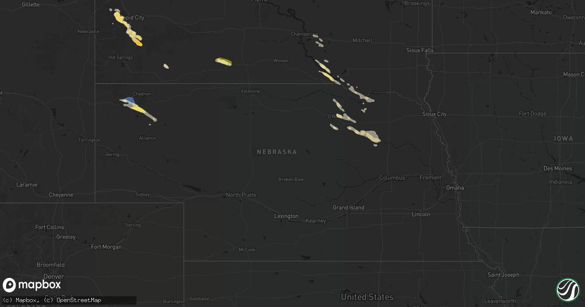 Hail map in Nebraska on August 23, 2026