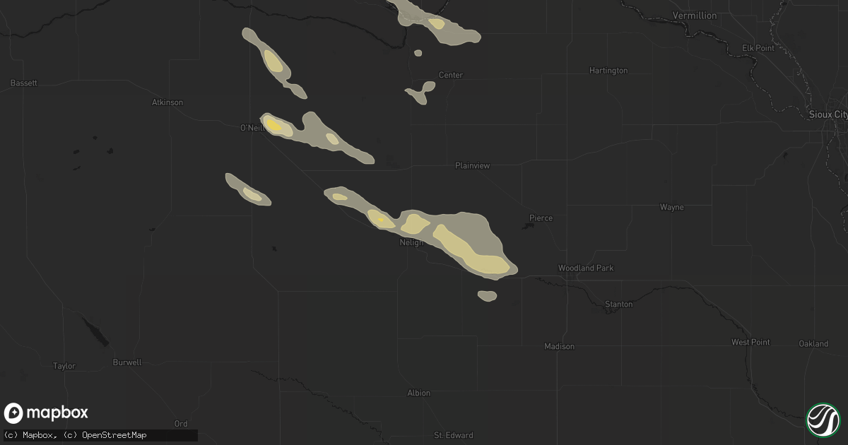 Hail map in Neligh, NE on August 23, 2026