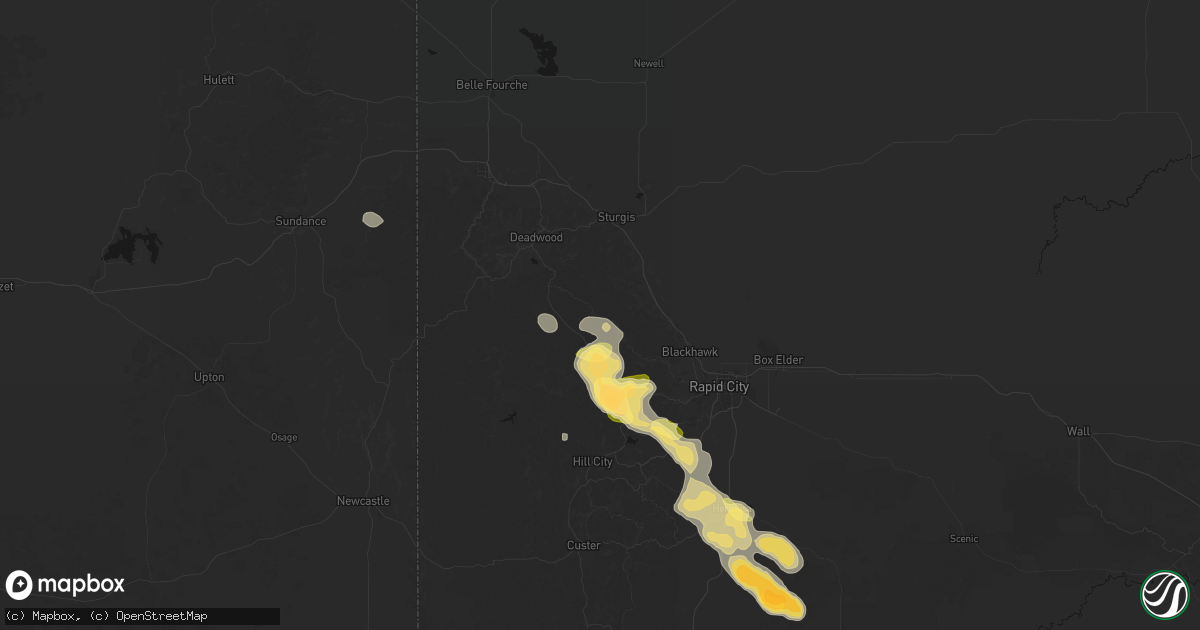 Hail map in Nemo, SD on August 23, 2026