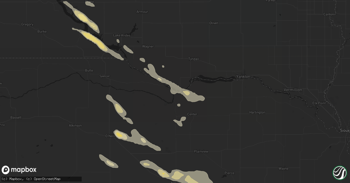Hail map in Niobrara, NE on August 23, 2026