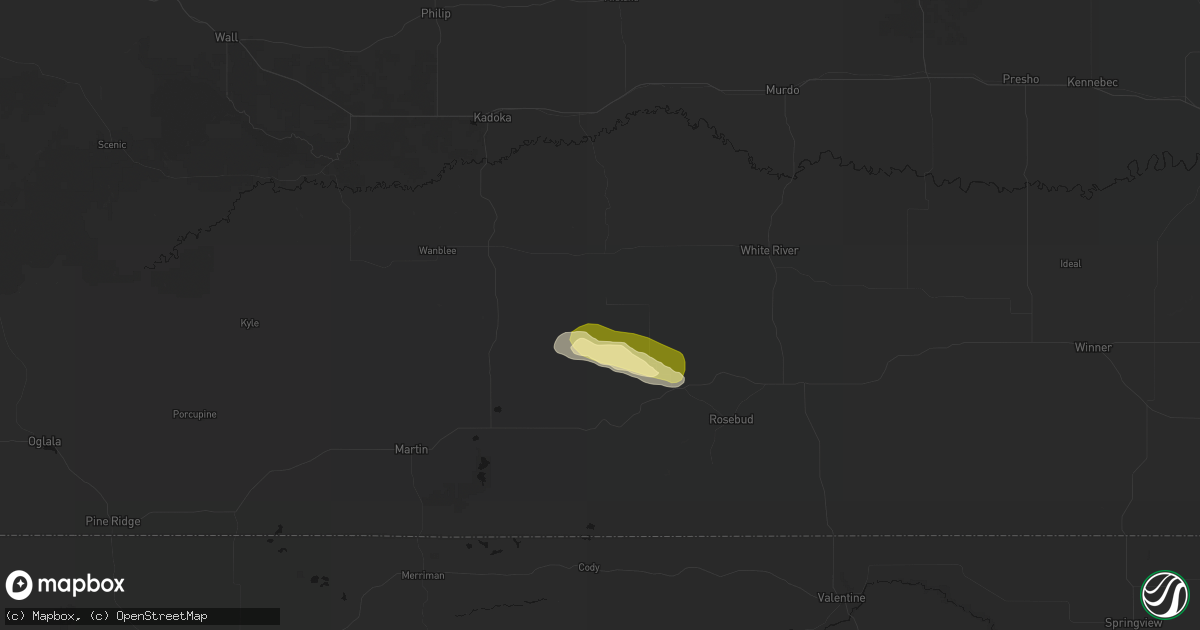 Hail map in Norris, SD on August 23, 2026