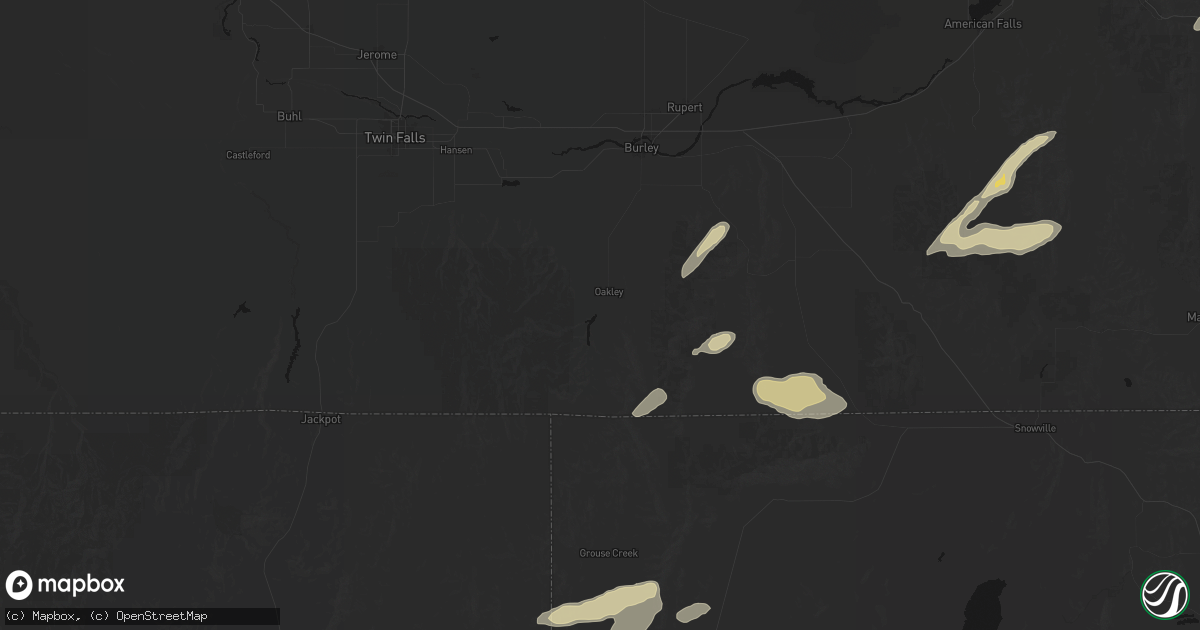 Hail map in Oakley, ID on August 23, 2026