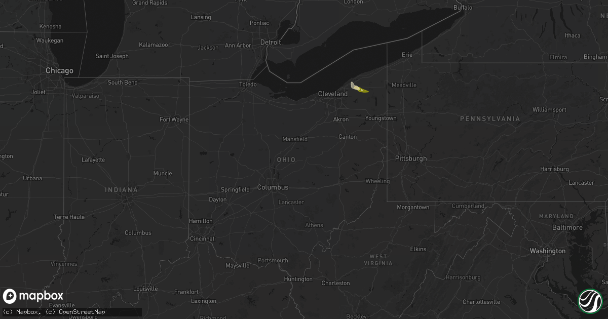 Hail map in Ohio on August 23, 2026