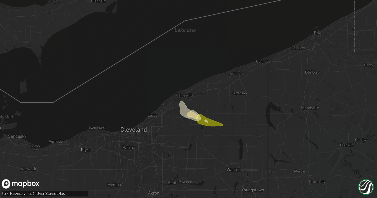 Hail map in Painesville, OH on August 23, 2026