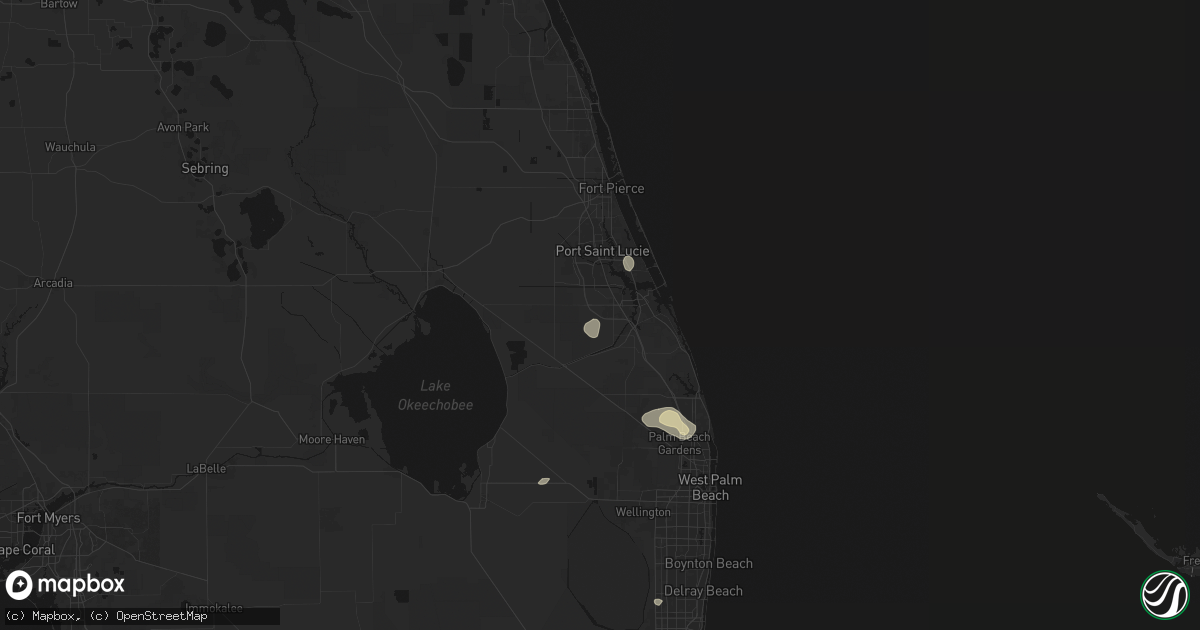 Hail map in Palm City, FL on August 23, 2026