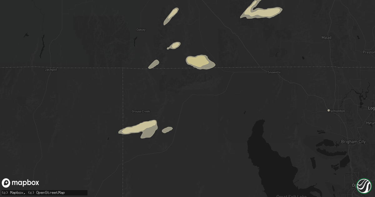 Hail map in Park Valley, UT on August 23, 2026