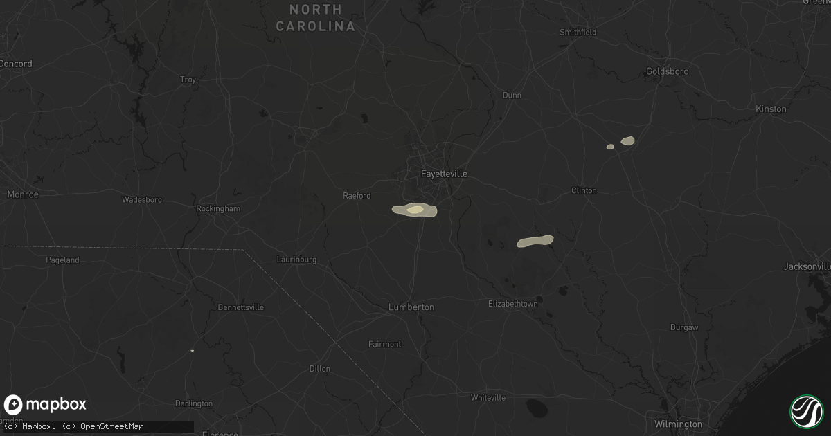 Hail map in Parkton, NC on August 23, 2026