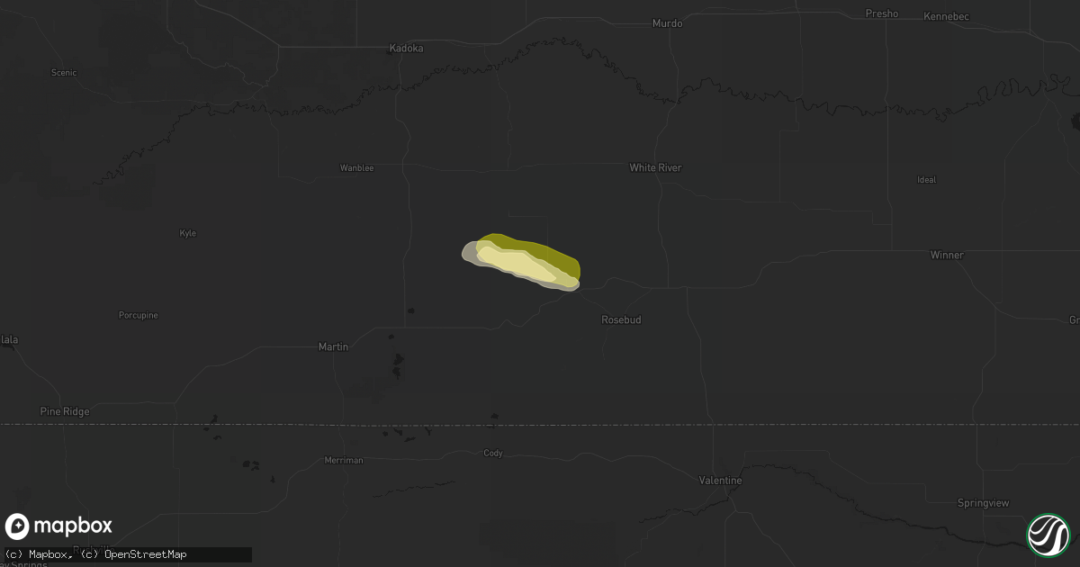 Hail map in Parmelee, SD on August 23, 2026