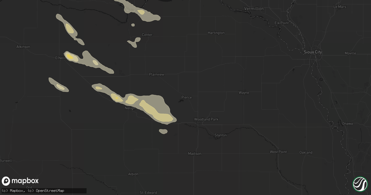 Hail map in Pierce, NE on August 23, 2026