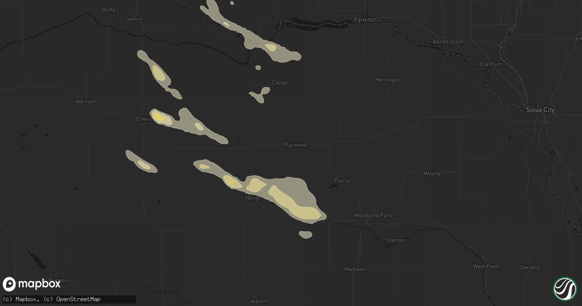 Hail map in Plainview, NE on August 23, 2026