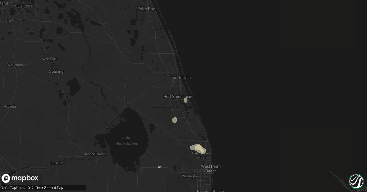 Hail map in Port Saint Lucie, FL on August 23, 2026
