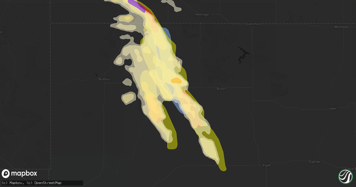 Hail map in Prairie City, SD on August 23, 2026