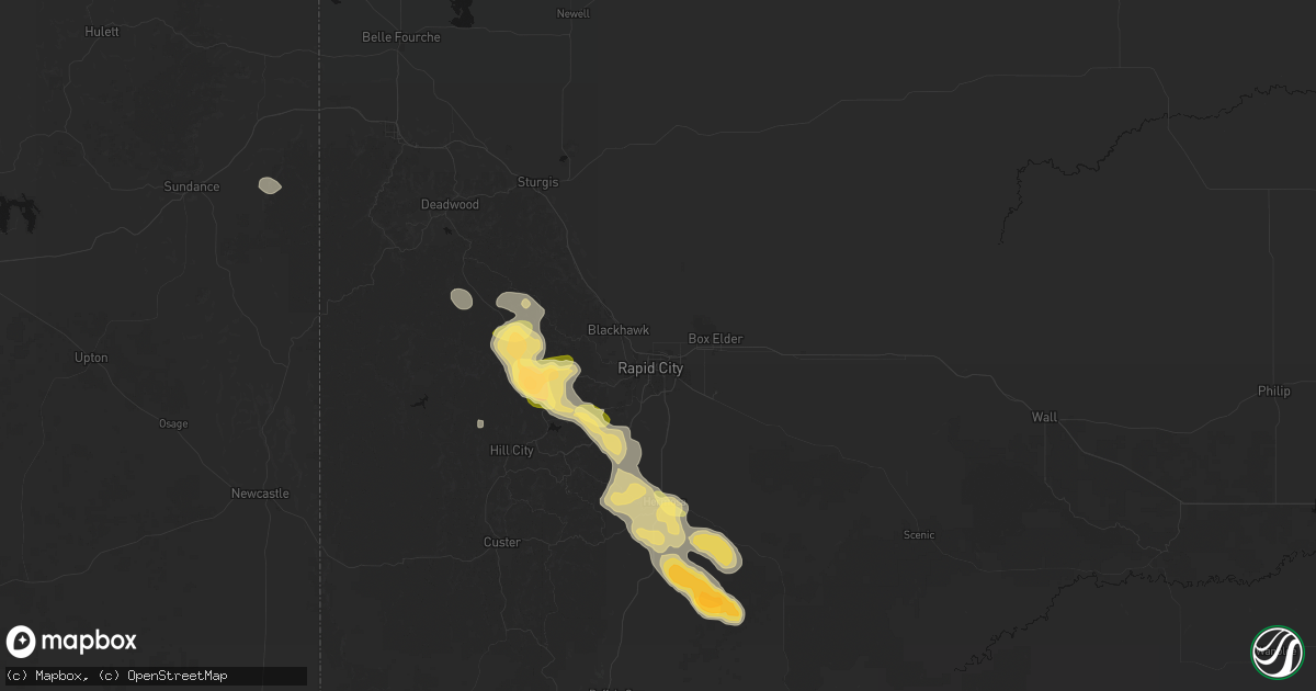 Hail map in Rapid City, SD on August 23, 2026