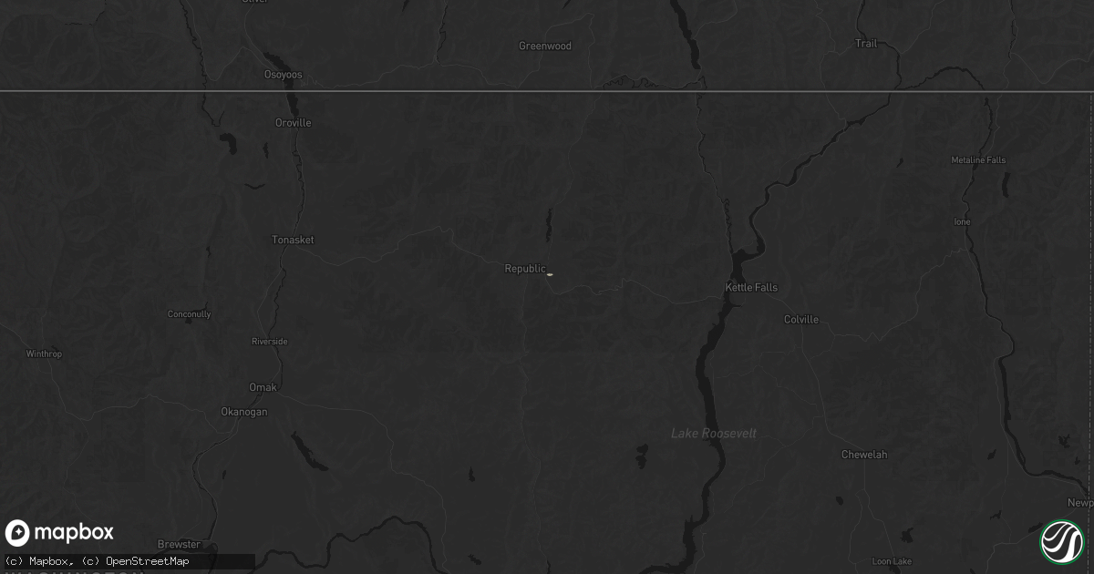 Hail map in Republic, WA on August 23, 2026