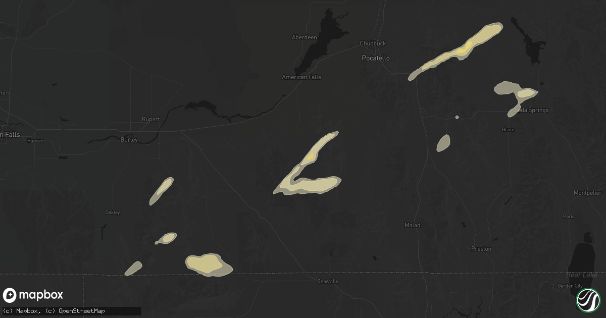 Hail map in Rockland, ID on August 23, 2026