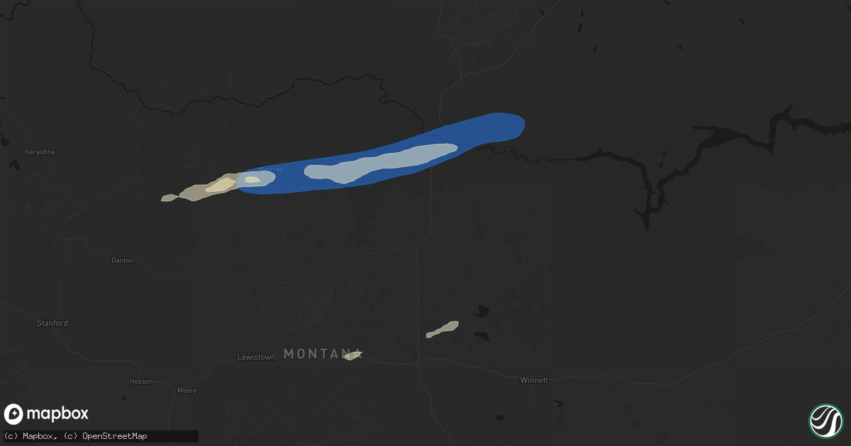 Hail map in Roy, MT on August 23, 2026
