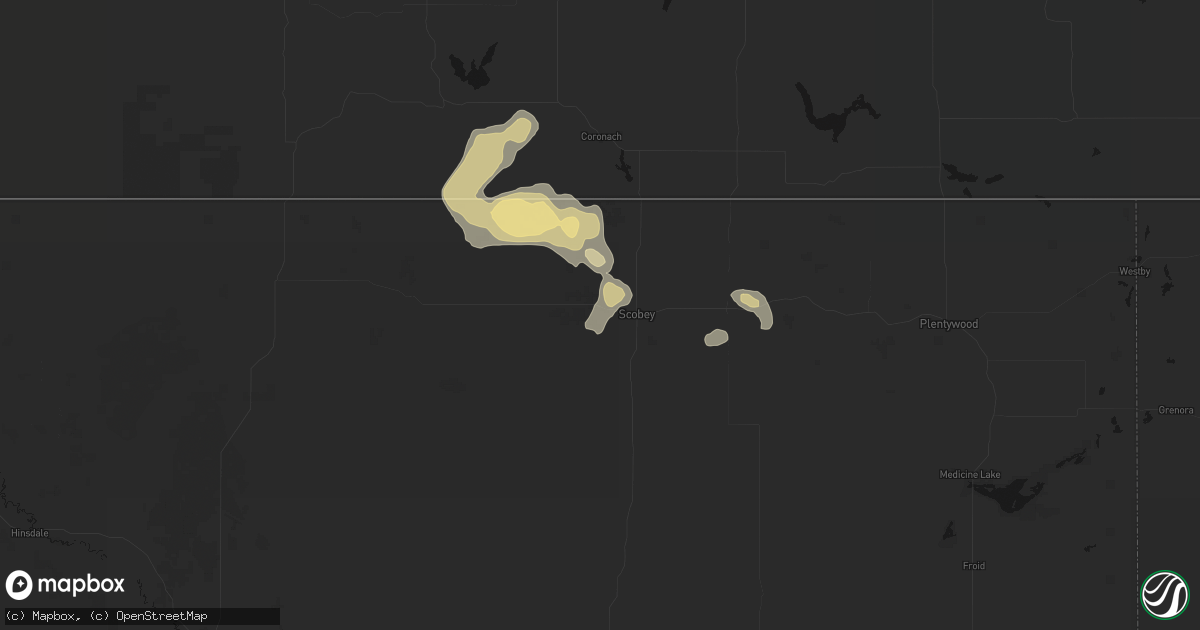 Hail map in Scobey, MT on August 23, 2026