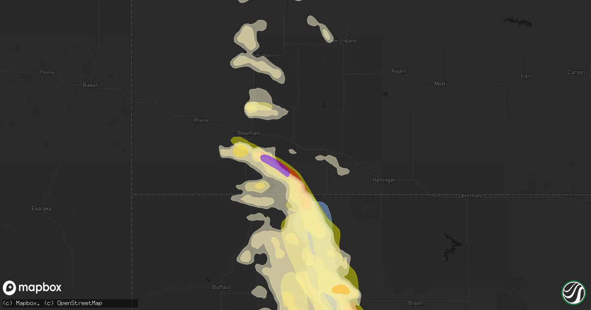 Hail map in Scranton, ND on August 23, 2026