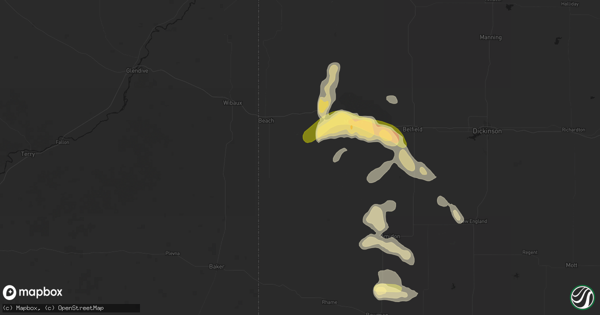 Hail map in Sentinel Butte, ND on August 23, 2026