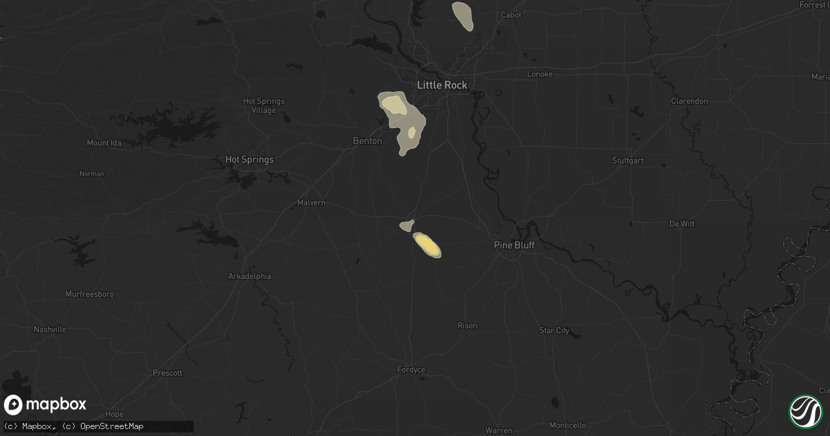 Hail map in Sheridan, AR on August 23, 2026