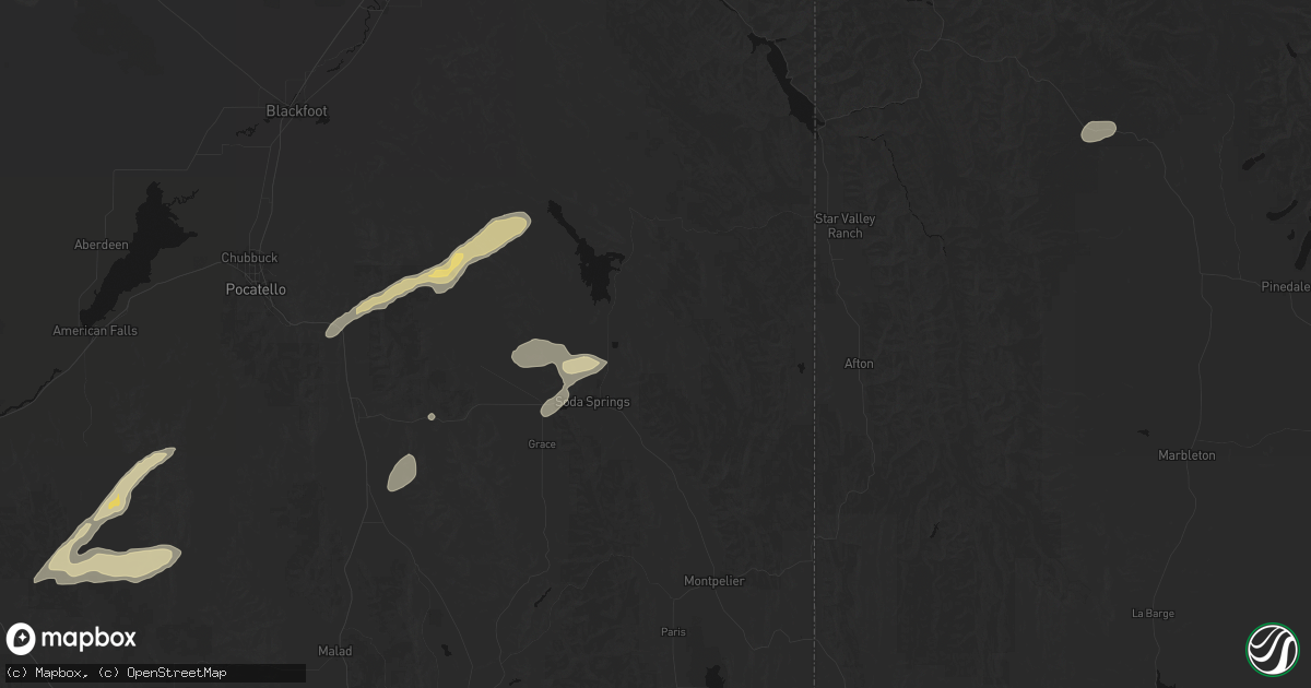 Hail map in Soda Springs, ID on August 23, 2026