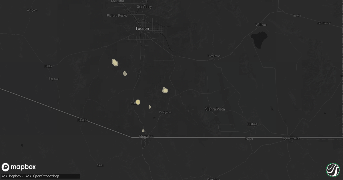 Hail map in Sonoita, AZ on August 23, 2026