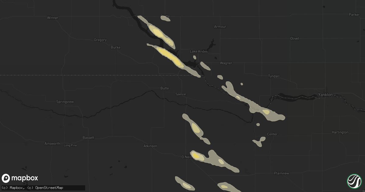 Hail map in Spencer, NE on August 23, 2026