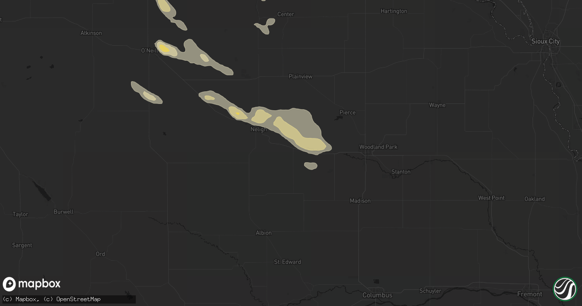 Hail map in Tilden, NE on August 23, 2026