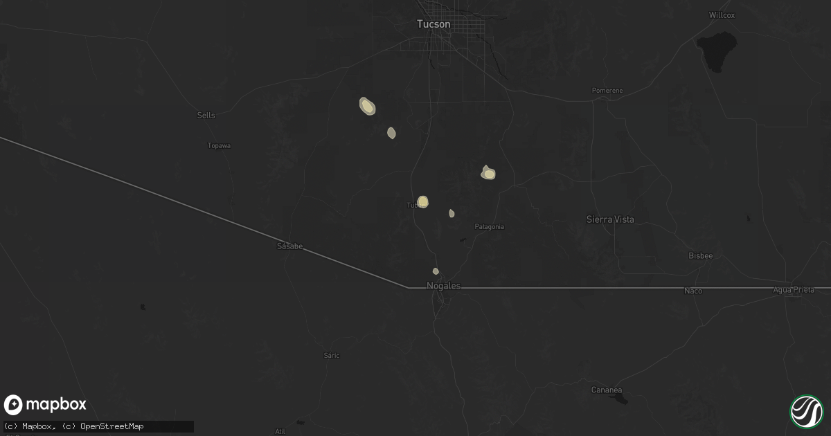 Hail map in Tumacacori, AZ on August 23, 2026