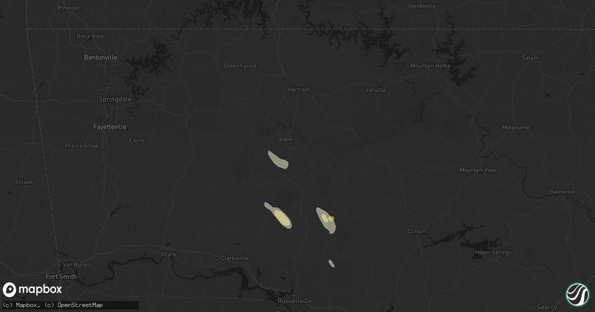 Hail map in Vendor, AR on August 23, 2026
