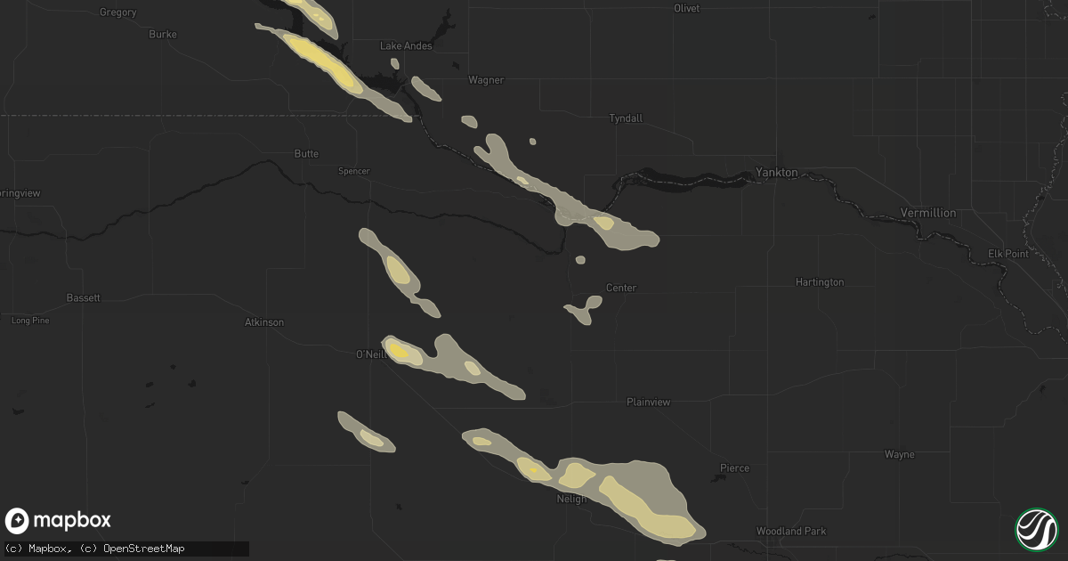 Hail map in Verdigre, NE on August 23, 2026