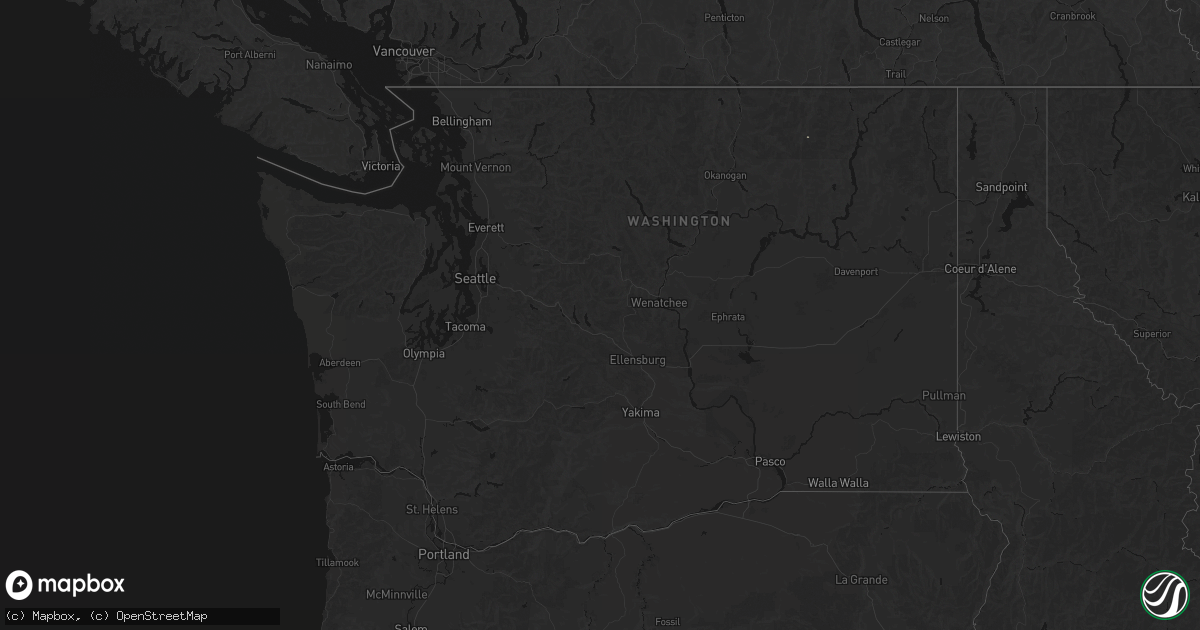 Hail map in Washington on August 23, 2026