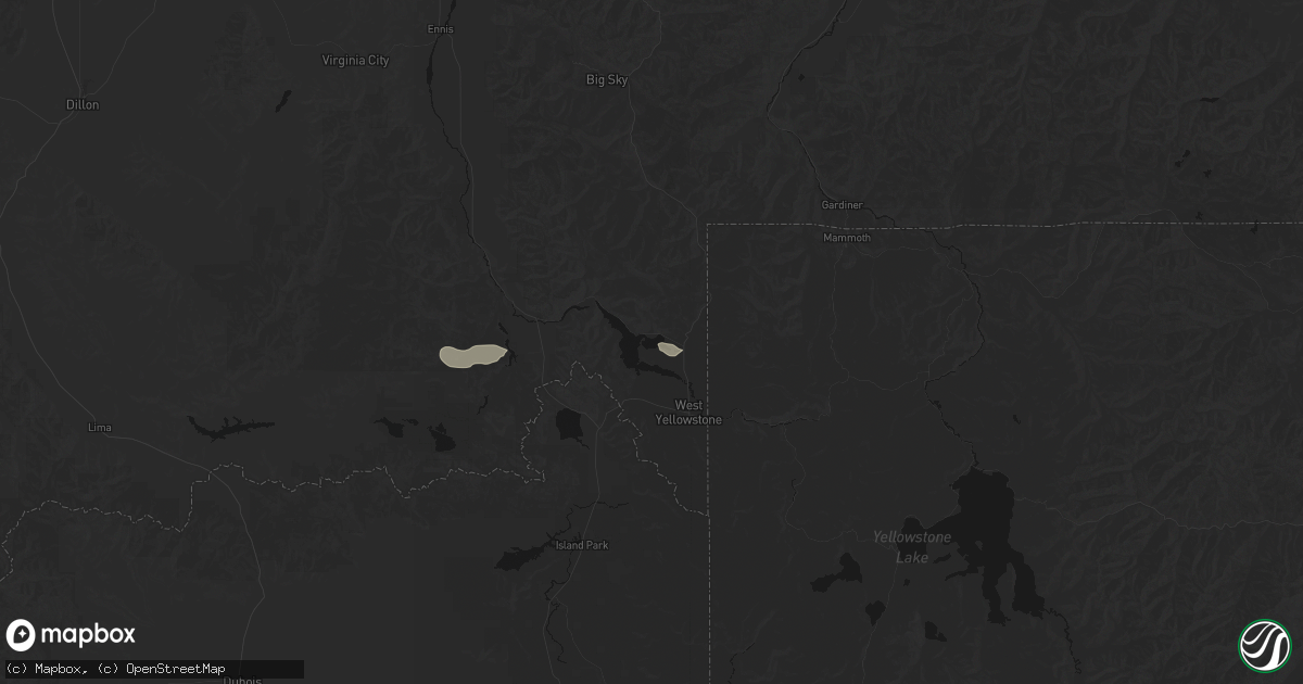 Hail map in West Yellowstone, MT on August 23, 2026