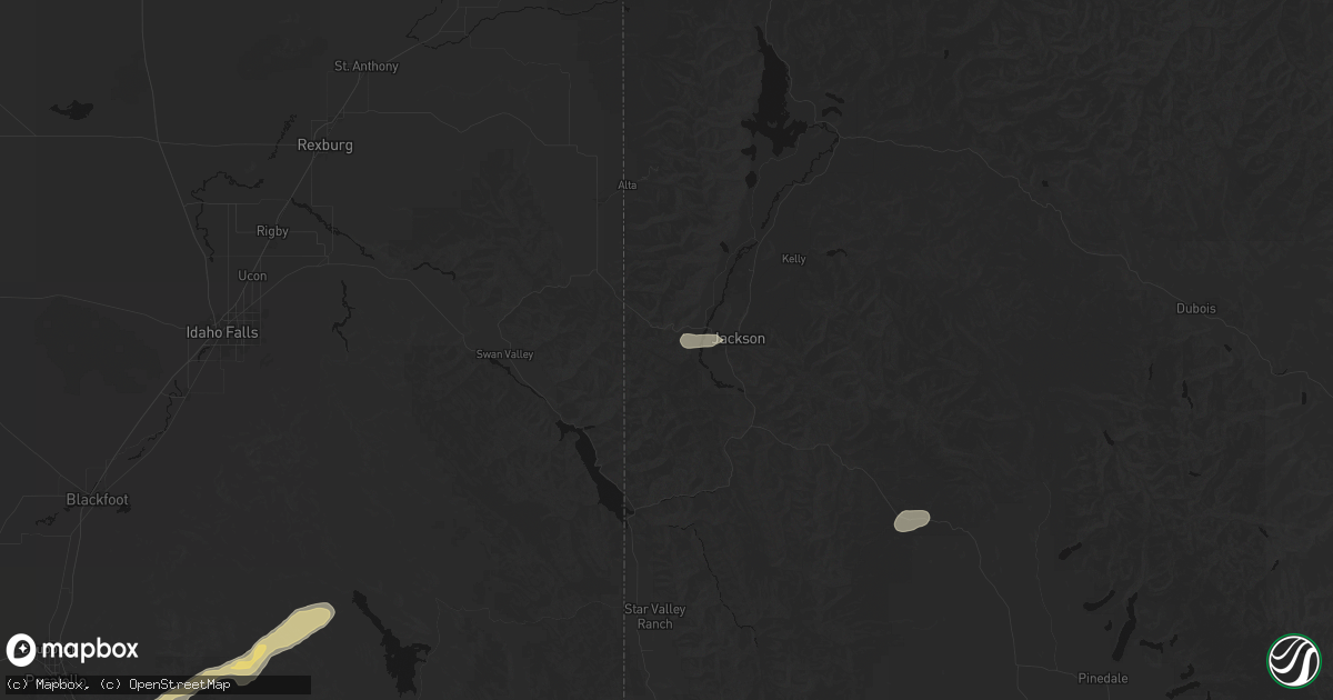 Hail map in Wilson, WY on August 23, 2026