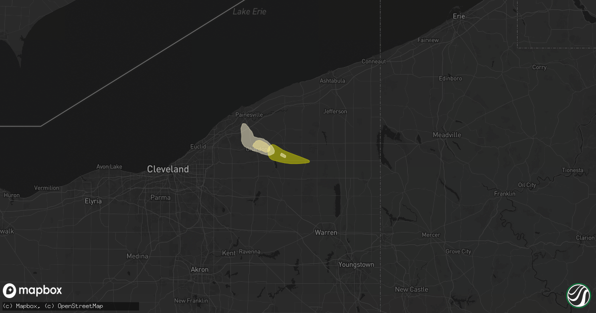 Hail map in Windsor, OH on August 23, 2026