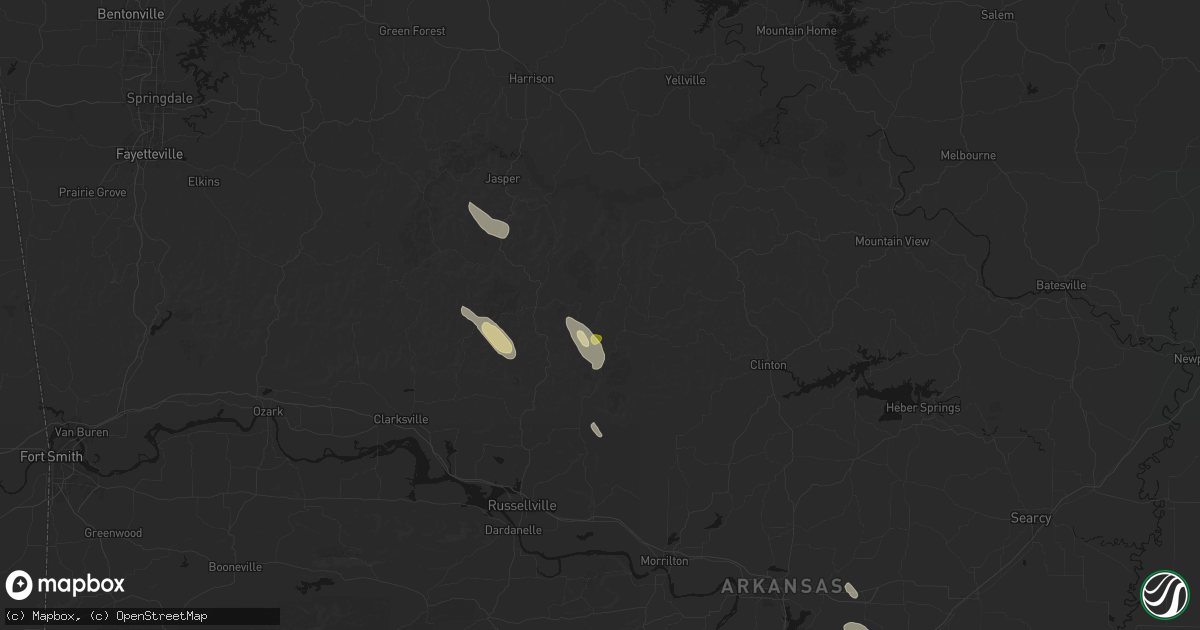 Hail map in Witts Springs, AR on August 23, 2026