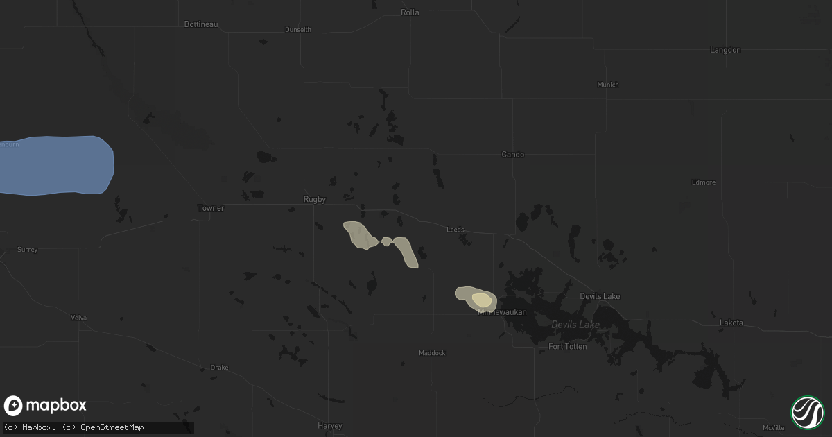 Hail map in York, ND on August 23, 2026